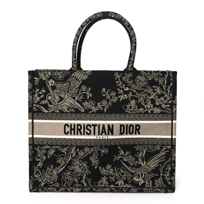 Christian Dior Canvas Embroidered Large Ornamental Cornely Book Tote Black Beige 1 of 13