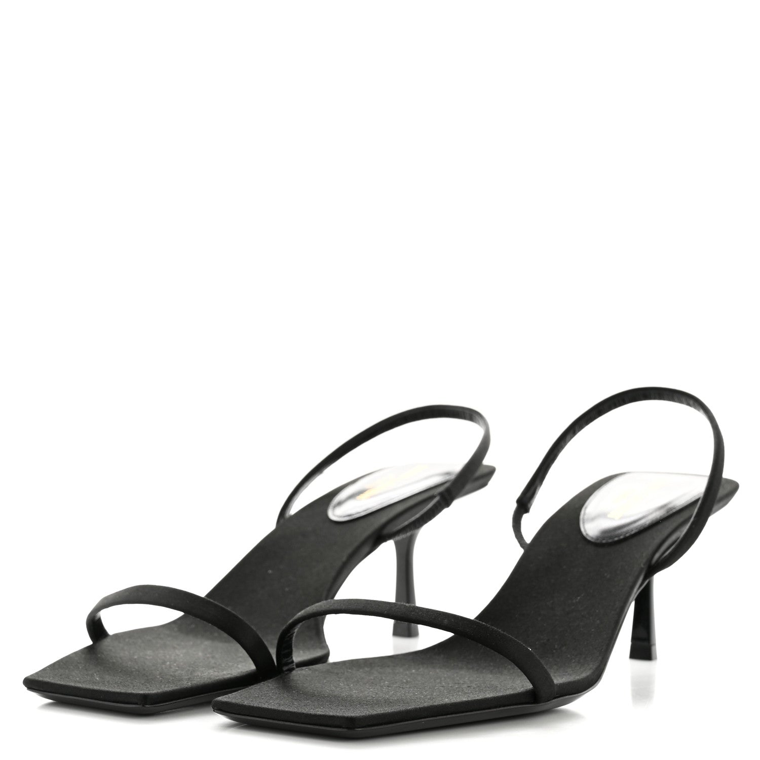 Saint Laurent Satin Slingback Jaspe 55 Sandals  40 Black 4 of 10
