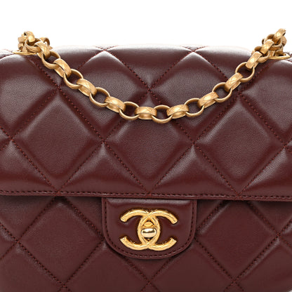 Chanel Lambskin Quilted Mini Logo Square Flap Burgundy 8 of 10