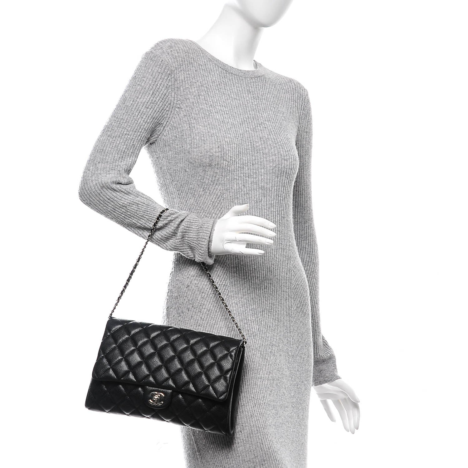 Chanel Caviar Quilted Clutch With Chain Flap Black 2 of 7