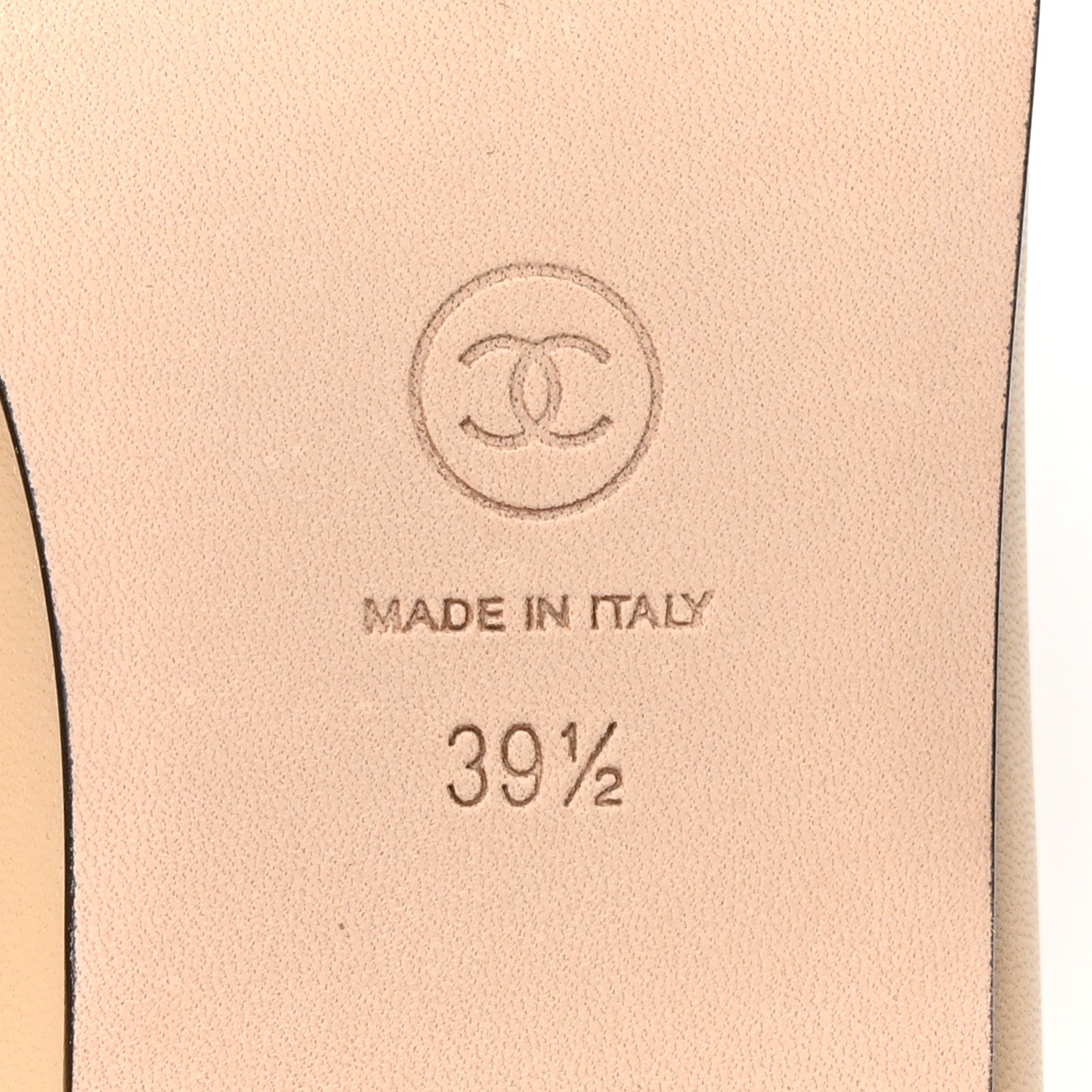 Chanel Lambskin Cap Toe CC Ballerina Flats 39.5 Beige Black 7 of 10