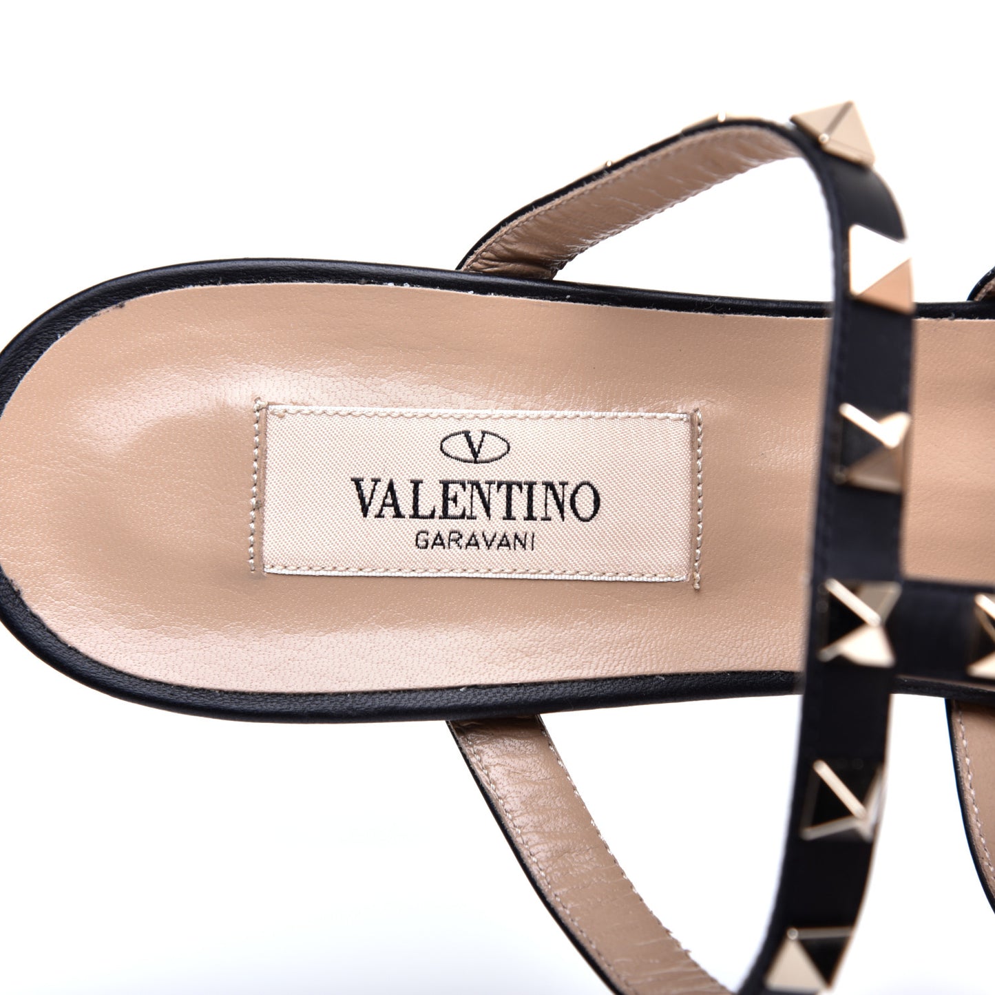 Calfskin Rockstud 60mm Caged Slide Sandals 40 Black