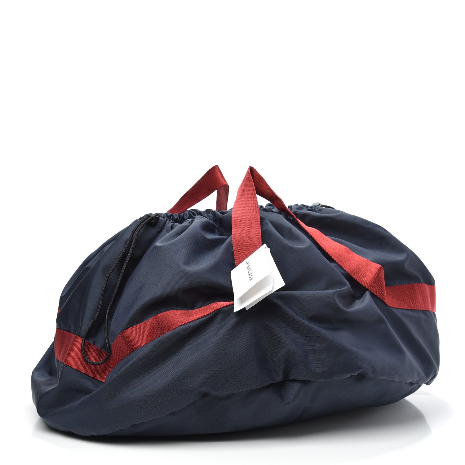 Balenciaga Textured Sport Nylon Logo Embroidered M Wheel Gym Bag Bleu Navy Rouge 2 of 8