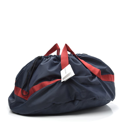 Balenciaga Textured Sport Nylon Logo Embroidered M Wheel Gym Bag Bleu Navy Rouge 2 of 8