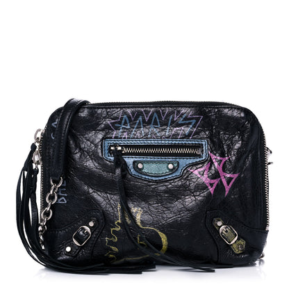 Balenciaga Agneau Classic Silver Hardware Graffiti Reporter XS Black 1 of 9