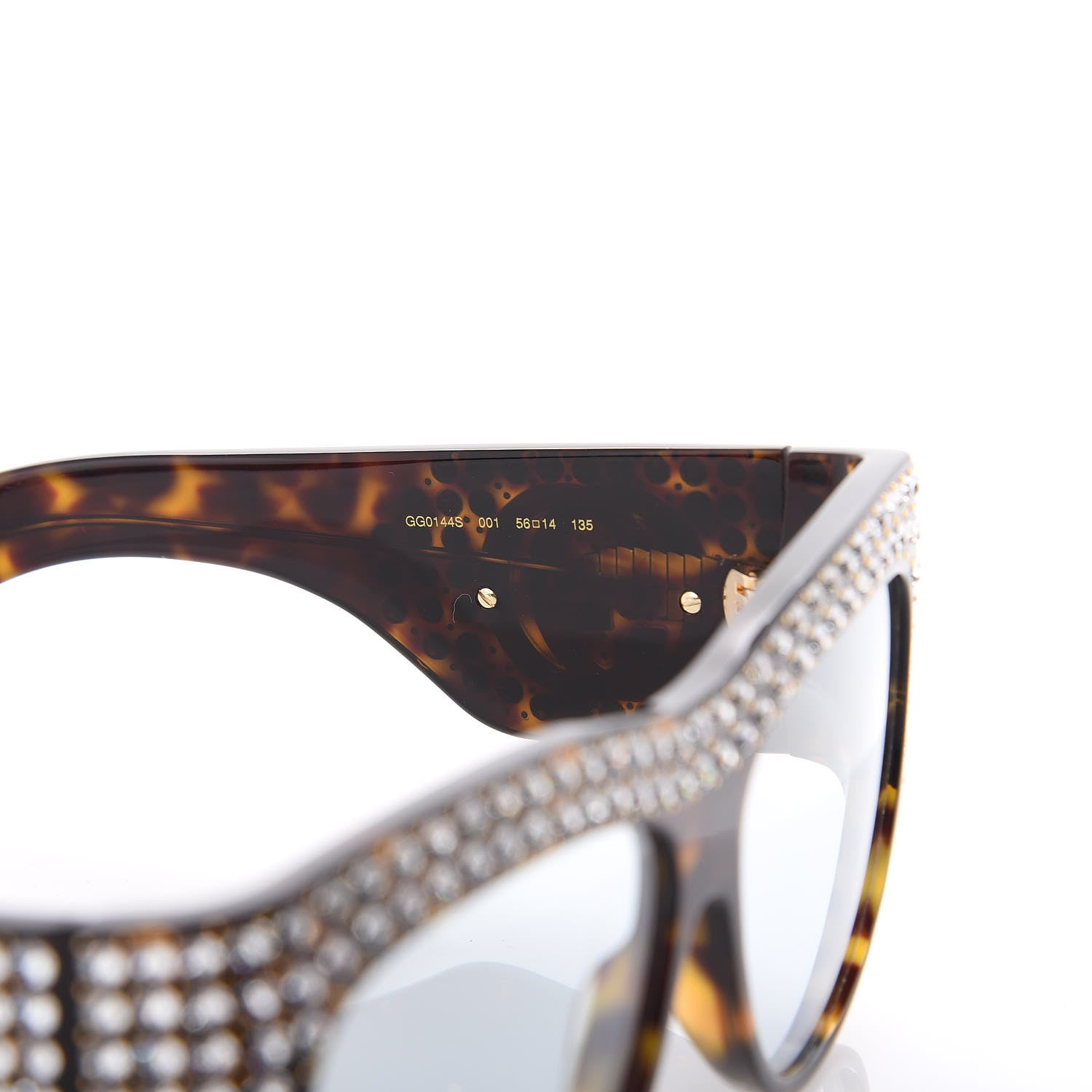 Gucci Acetate Crystal Oversize Hollywood Forever Sunglasses GG0144S Tortoiseshell 5 of 7