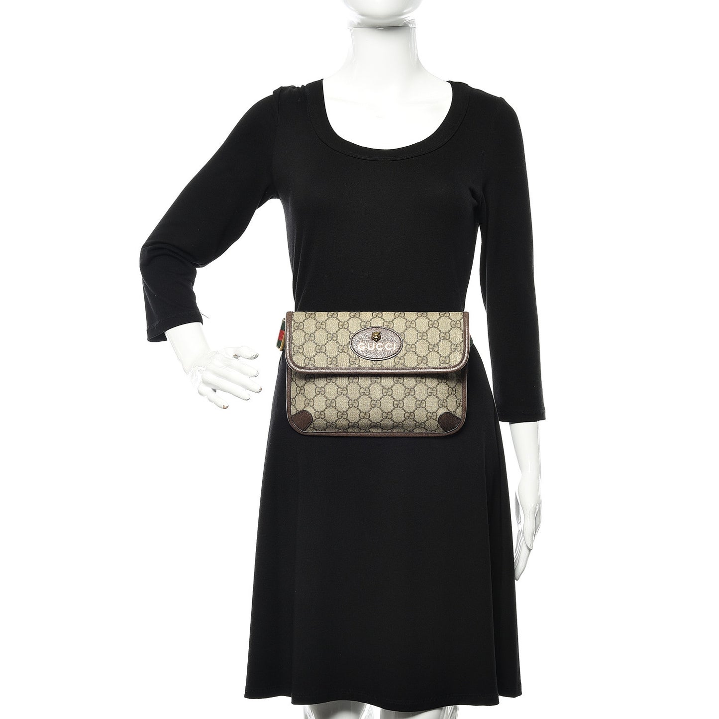 GG Supreme Monogram Neo Vintage Web Belt Bag Brown