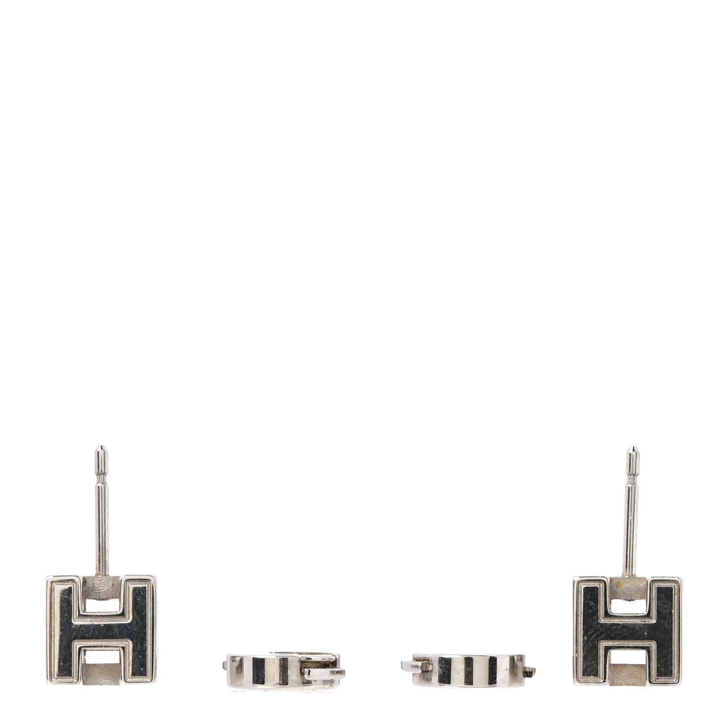 Palladium Lacquered Cage d'H Earrings White