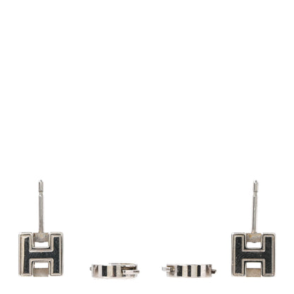 Hermes Palladium Lacquered Cage d'H Earrings White 3 of 5