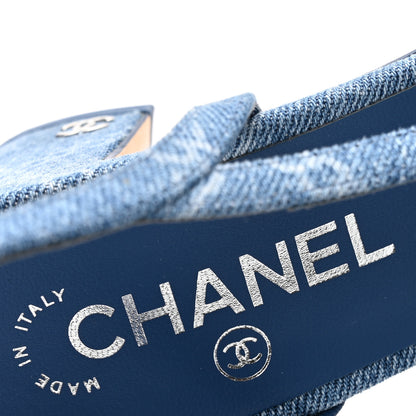 Chanel Denim Cap Toe Denim Slingback Pumps 39 Blue 7 of 10