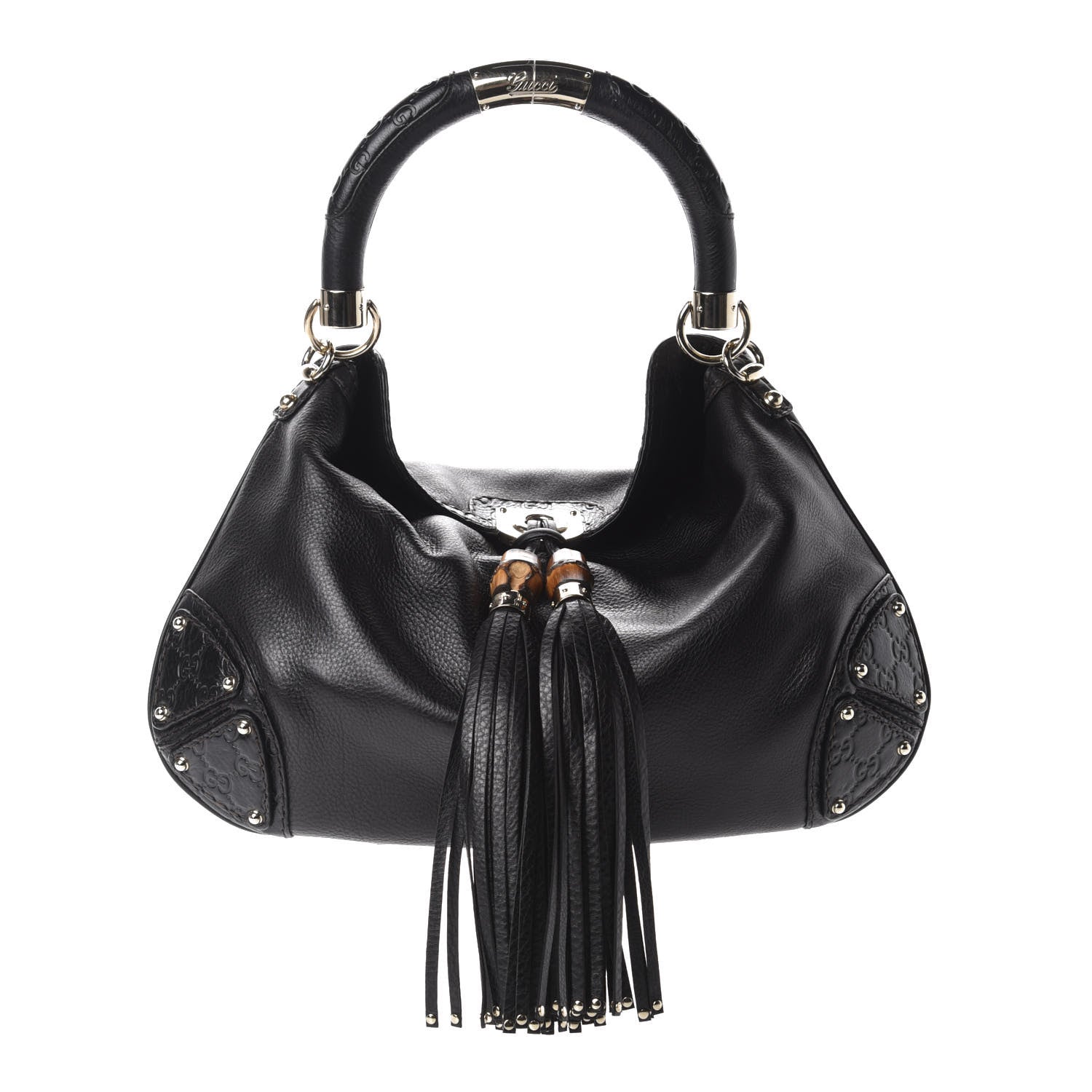 Gucci Calfskin Medium Indy Top Handle Hobo Black 1 of 10