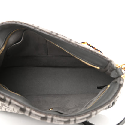 Fendi Chenille Vitello Seta Plexiglass FF Fendi O'Lock Zipper Anthracite Asfalto 5 of 9