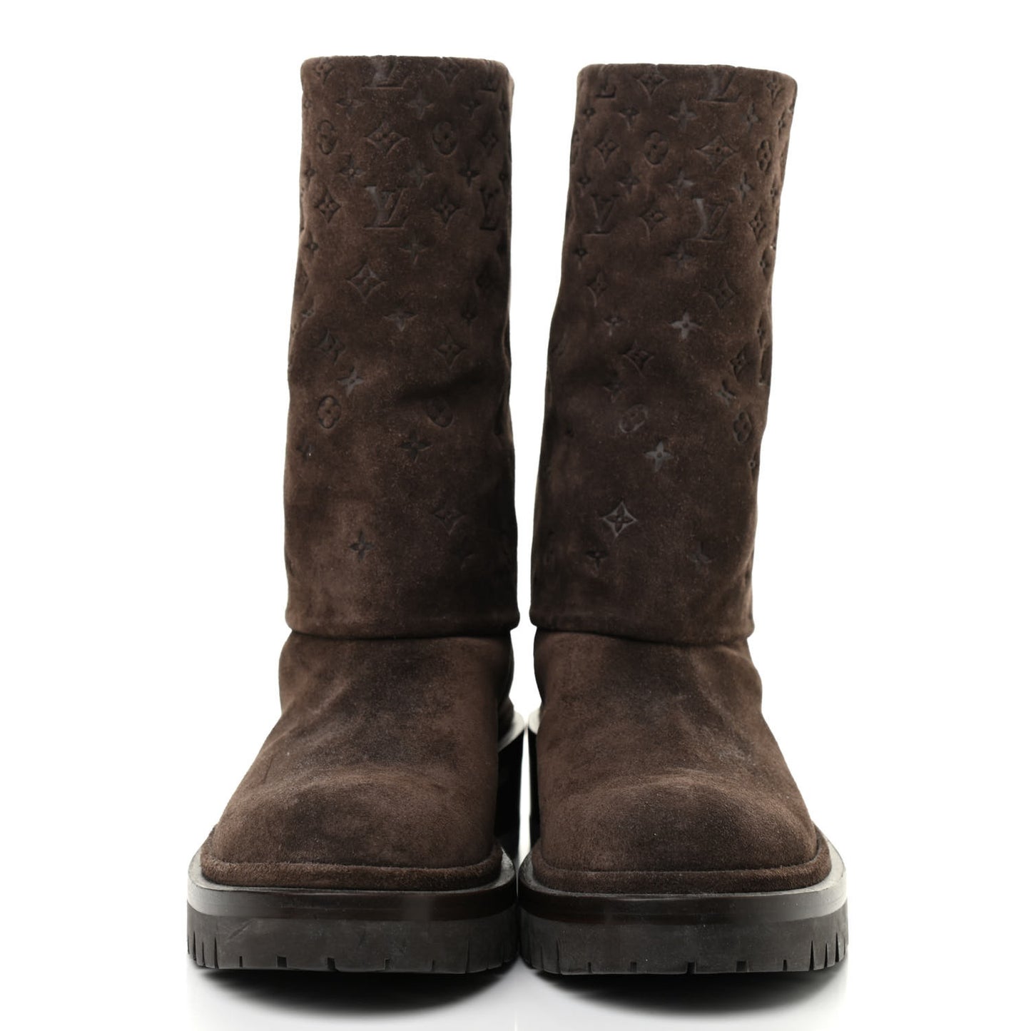 Suede Monogram Low Boots 35.5 Brown