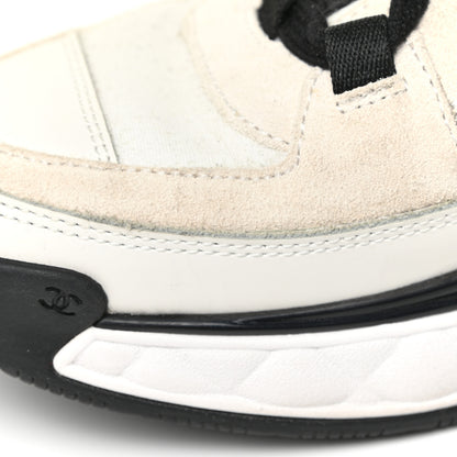 Chanel Fabric Calfskin Suede CC Sneakers 39 Ivory Black 16 of 17