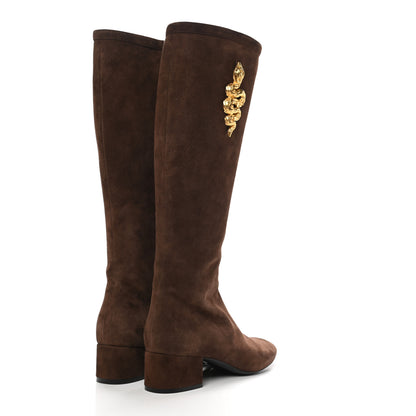 Valentino Garavani Suede Snake Maison Knee High 45mm Boots 39.5 Fondant 4 of 8