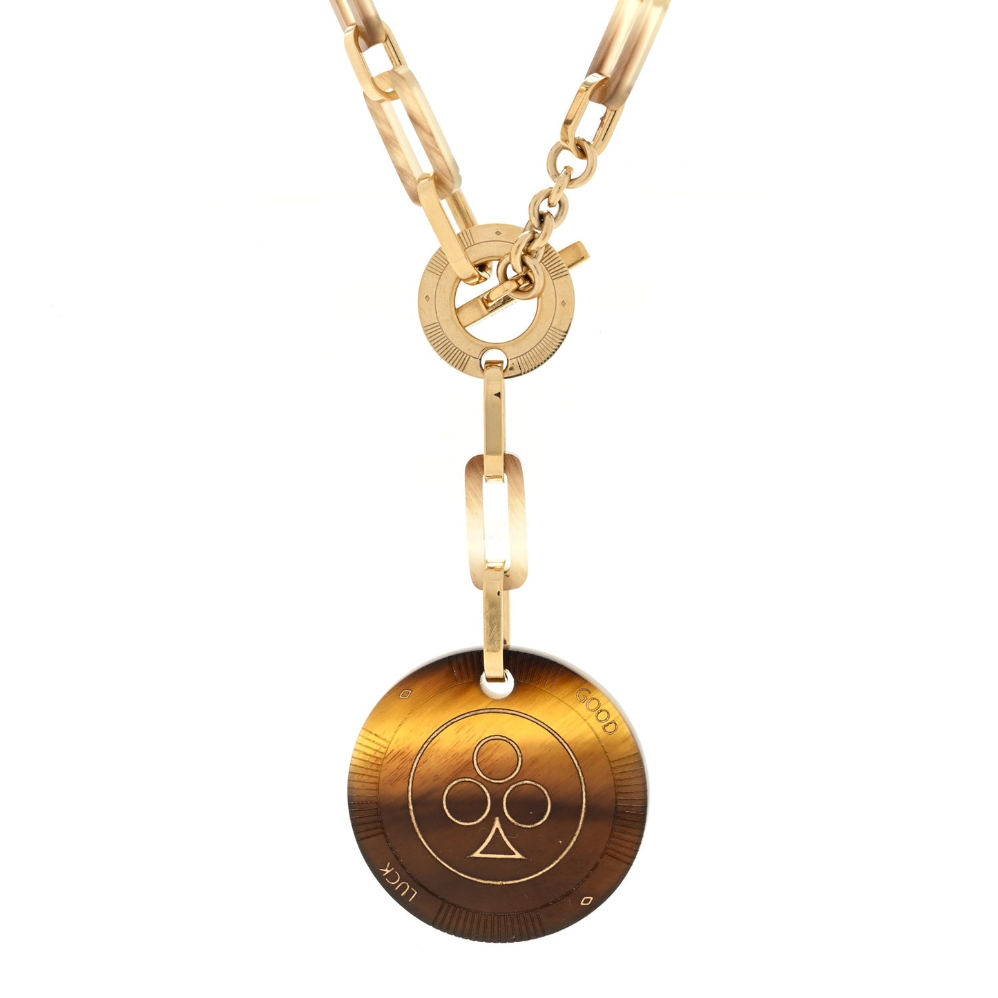 Permabrass Buffalo Horn Chaine d'Ancre Toggle Pendant Necklace Dore