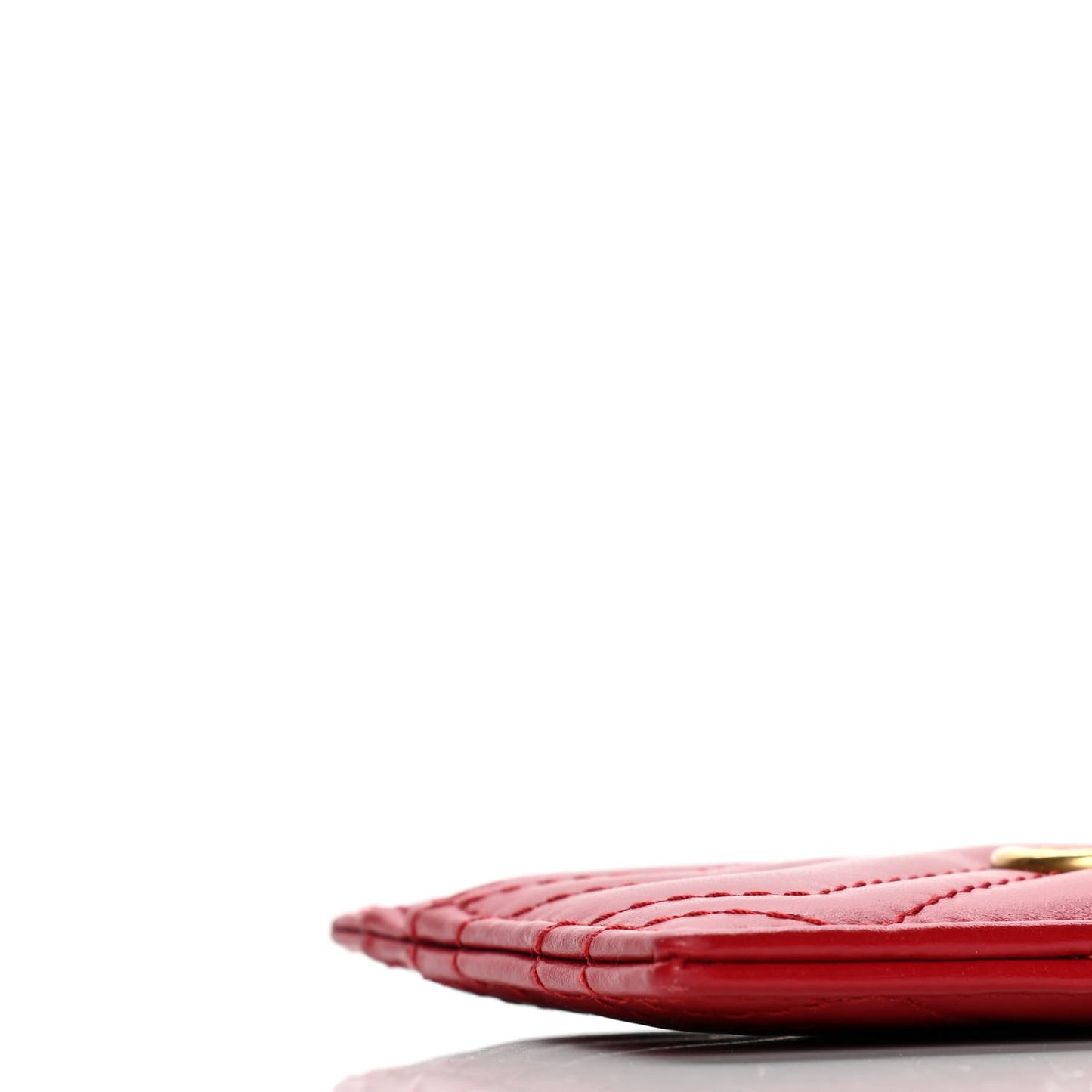 Calfskin Matelasse GG Marmont Card Holder Hibiscus Red