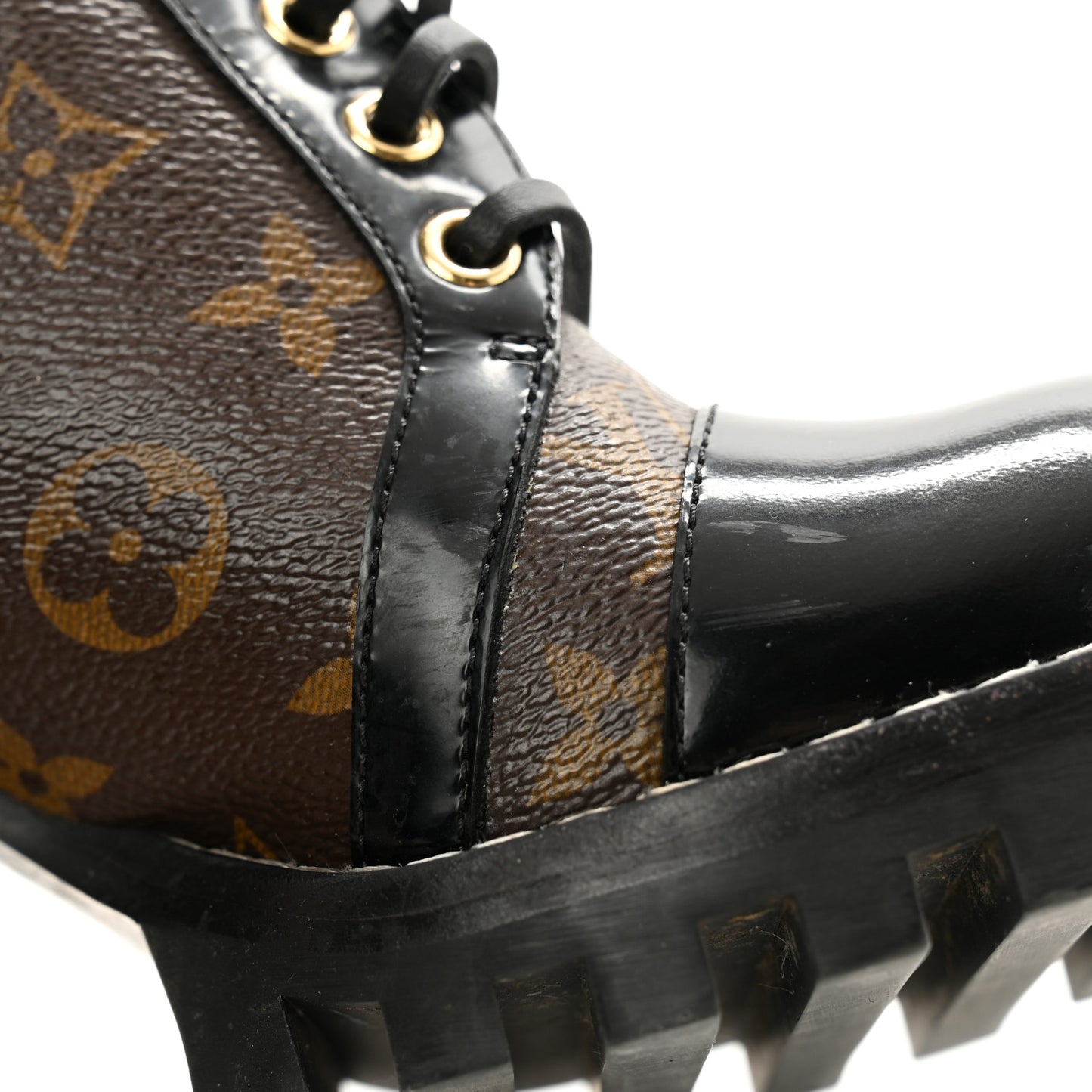 Patent Calfskin Monogram Star Trail Ankle Boots 39 Black