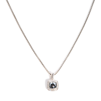 David Yurman Sterling Silver Pave Diamond Hematine 7mm Petite Albion Necklace 1 of 5