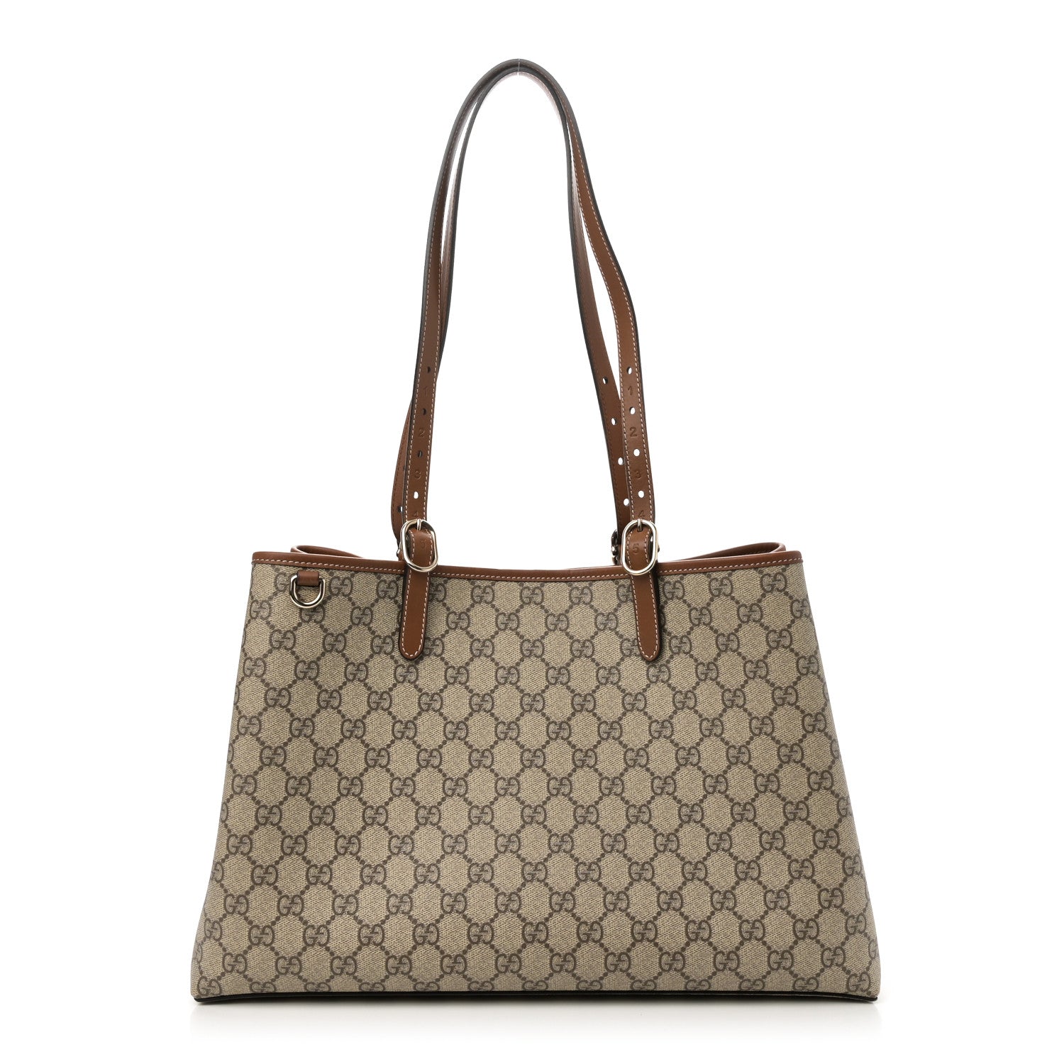 Gucci GG Supreme Monogram Emblem Large Tote Bag Beige Dark Brown 1 of 8