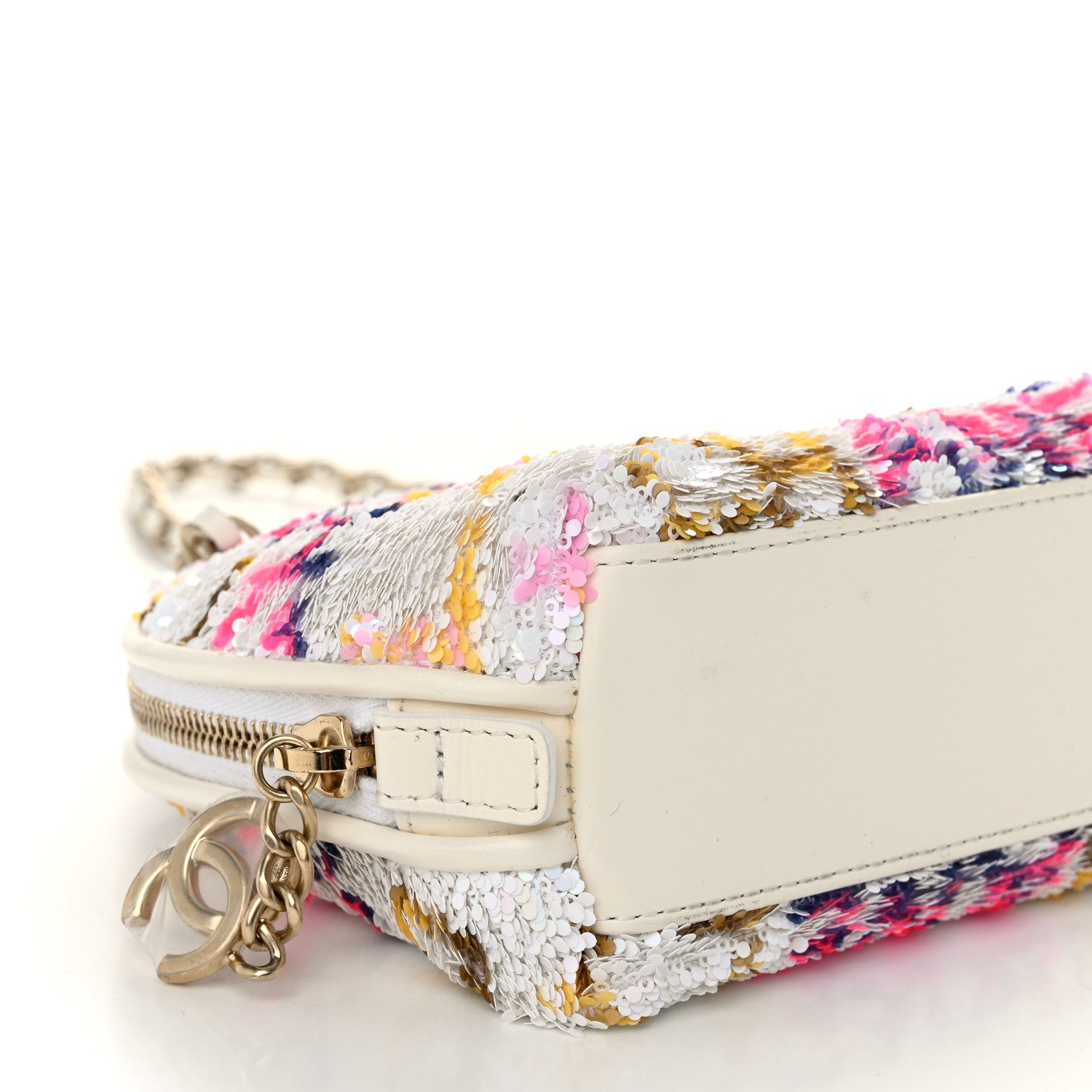 Chanel Sequin Logo CC Crossbody Bag White Multicolor 9 of 10