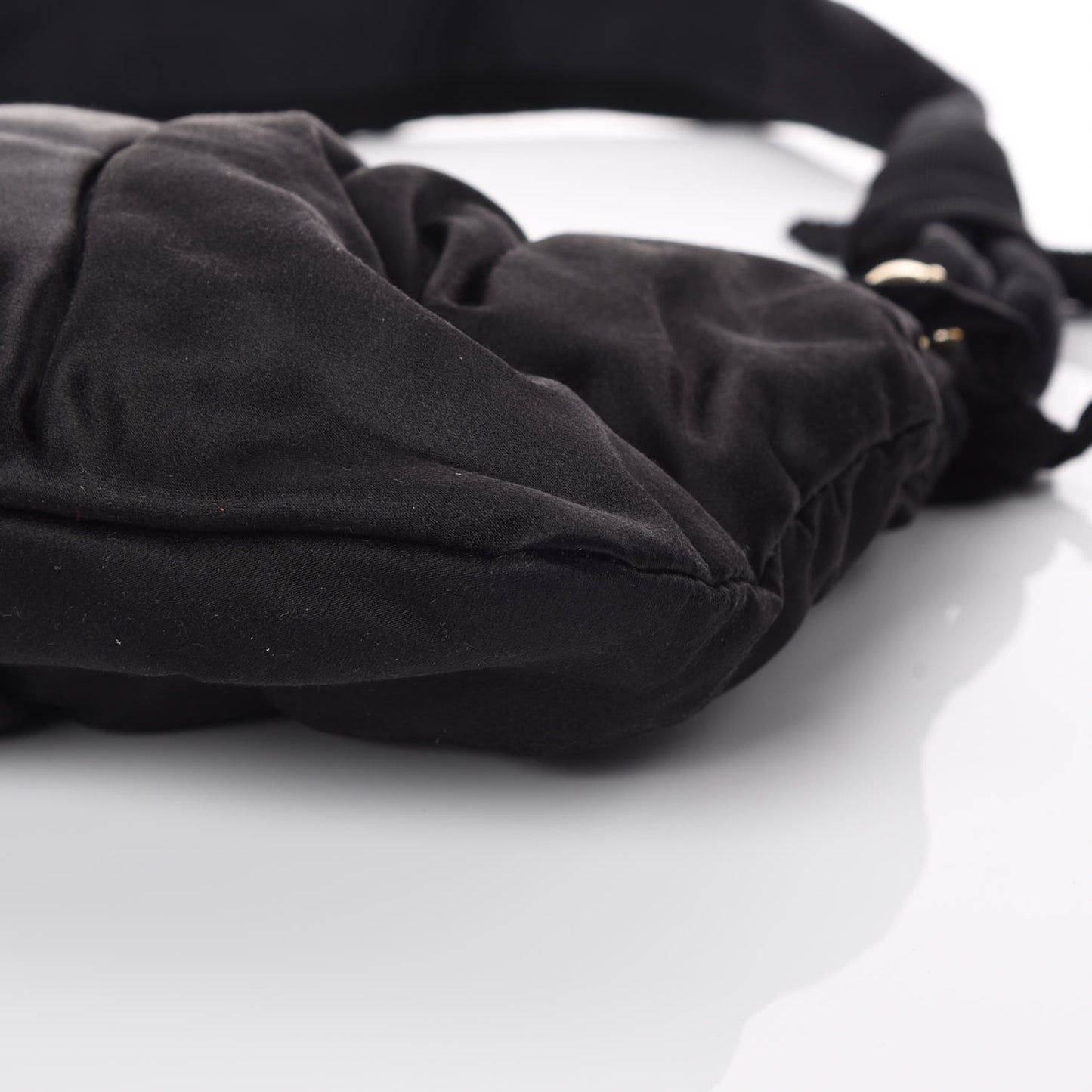 Satin Pleated Shoulder Bag Black