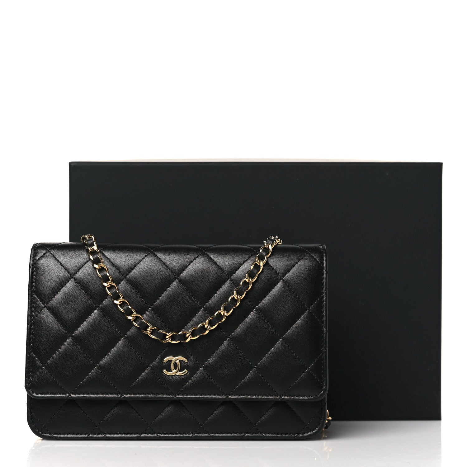 Chanel Lambskin Quilted Wallet On Chain WOC Black 11 of 11