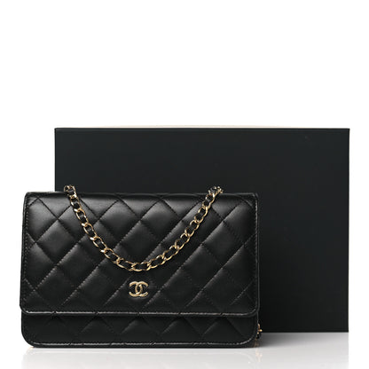Chanel Lambskin Quilted Wallet On Chain WOC Black 11 of 11