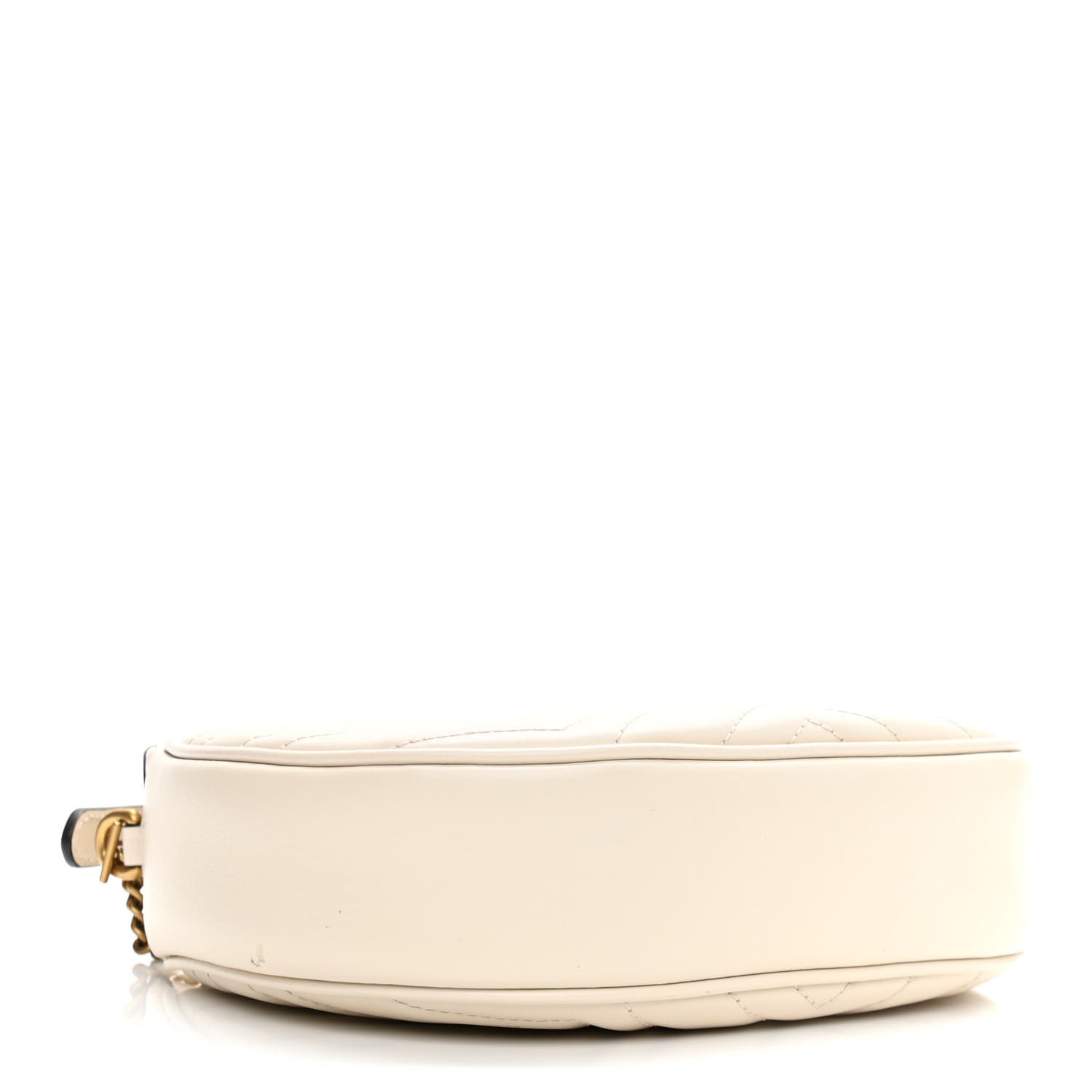 Calfskin Matelasse Chevron Mini GG Marmont Half Moon Hobo Mystic White