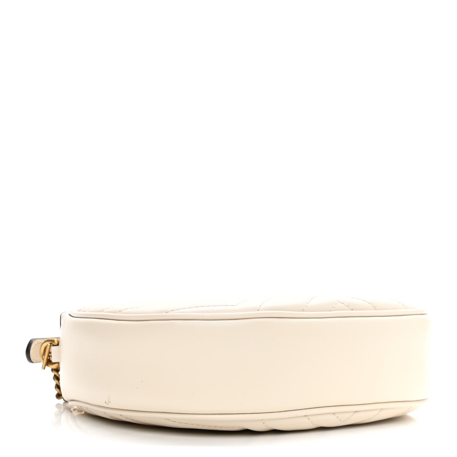 Gucci Calfskin Matelasse Chevron Mini GG Marmont Half Moon Hobo Mystic White 4 of 9