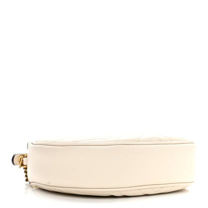 Gucci Calfskin Matelasse Chevron Mini GG Marmont Half Moon Hobo Mystic White 4 of 9