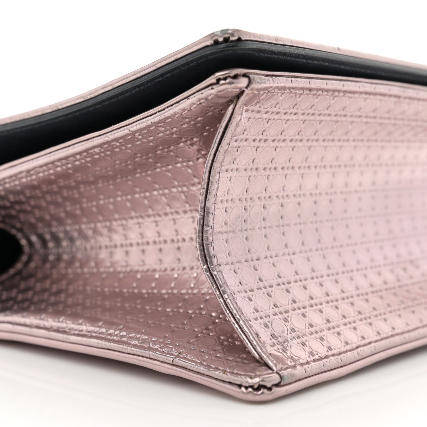 Metallic Patent Micro-Cannage Medium Diorama Flap Bag Pink