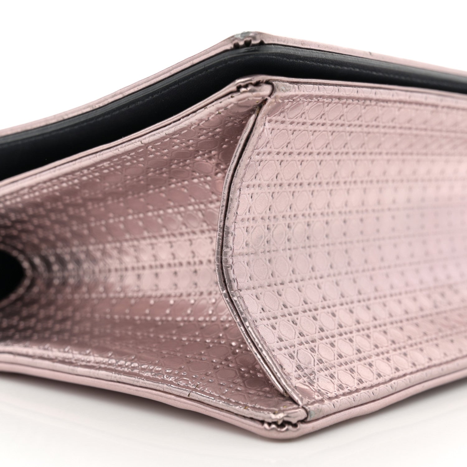 Christian Dior Metallic Patent Micro-Cannage Medium Diorama Flap Bag Pink 9 of 16