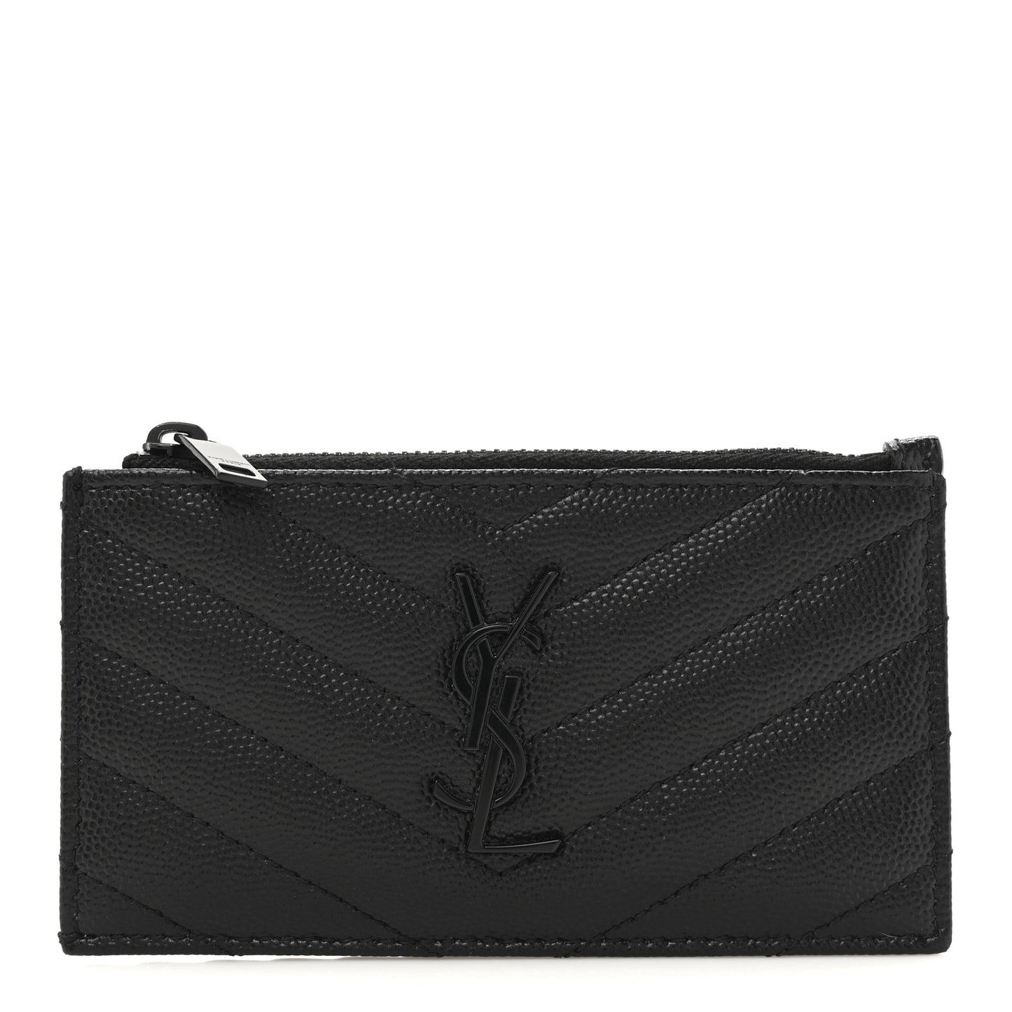 Grain De Poudre Matelasse Chevron Monochrome Fragments Zippered Card Case Black