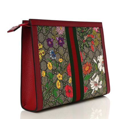 Gucci GG Supreme Monogram Flora Web Ophidia Pouch Red 3 of 10