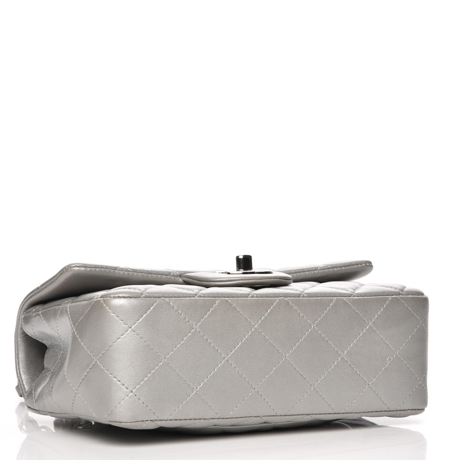 Chanel Metallic Lambskin Quilted Mini Rectangular Flap Silver 4 of 9