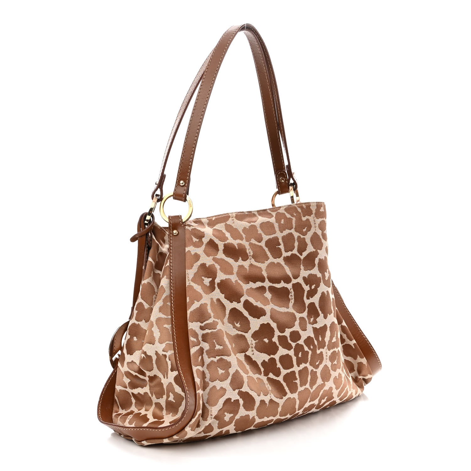 Fendi Jacquard Leopard Print Chef Shopping Tote Bag Brown 3 of 10