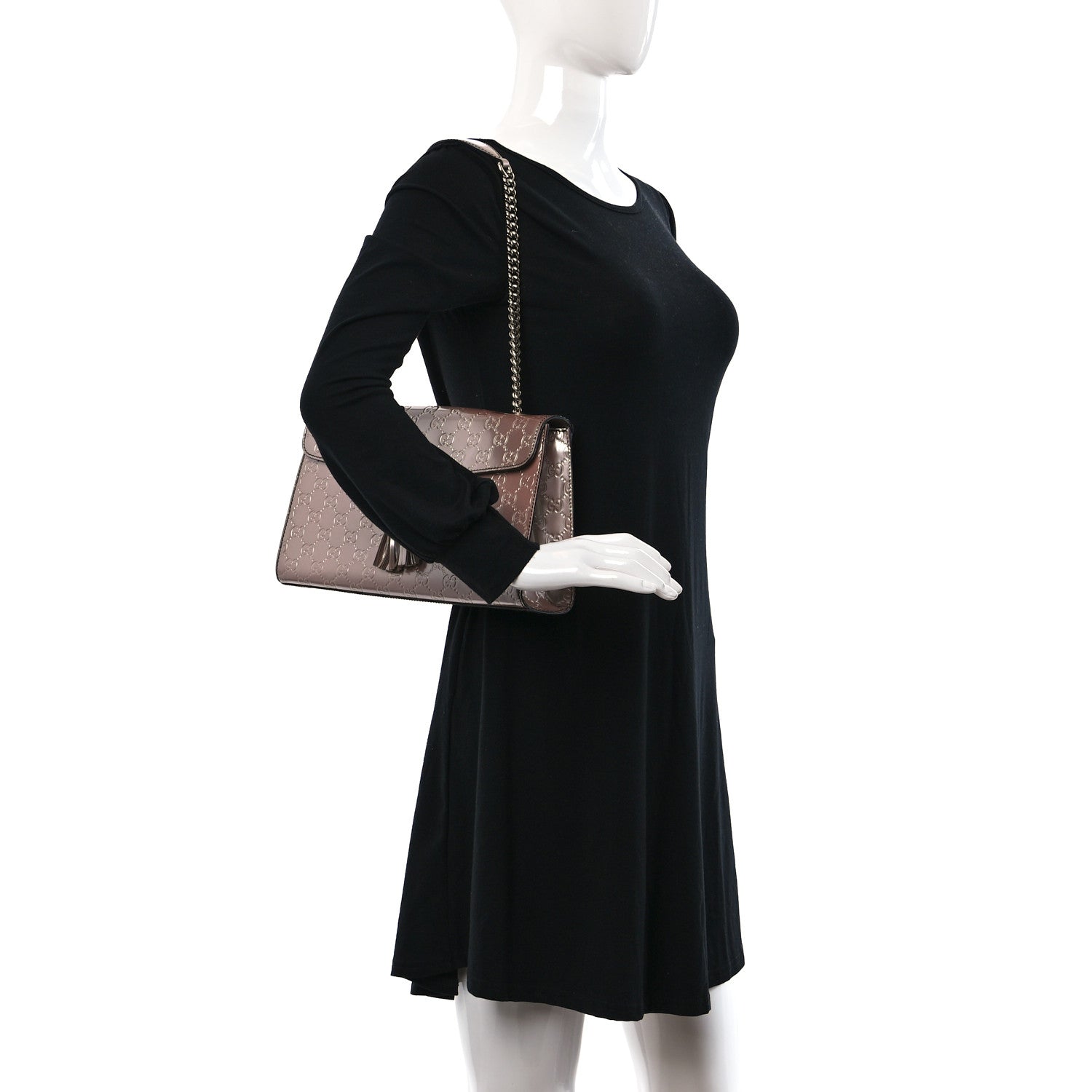 Gucci Shine Guccissima Medium Emily Chain Shoulder Bag Dark Cipria 2 of 14