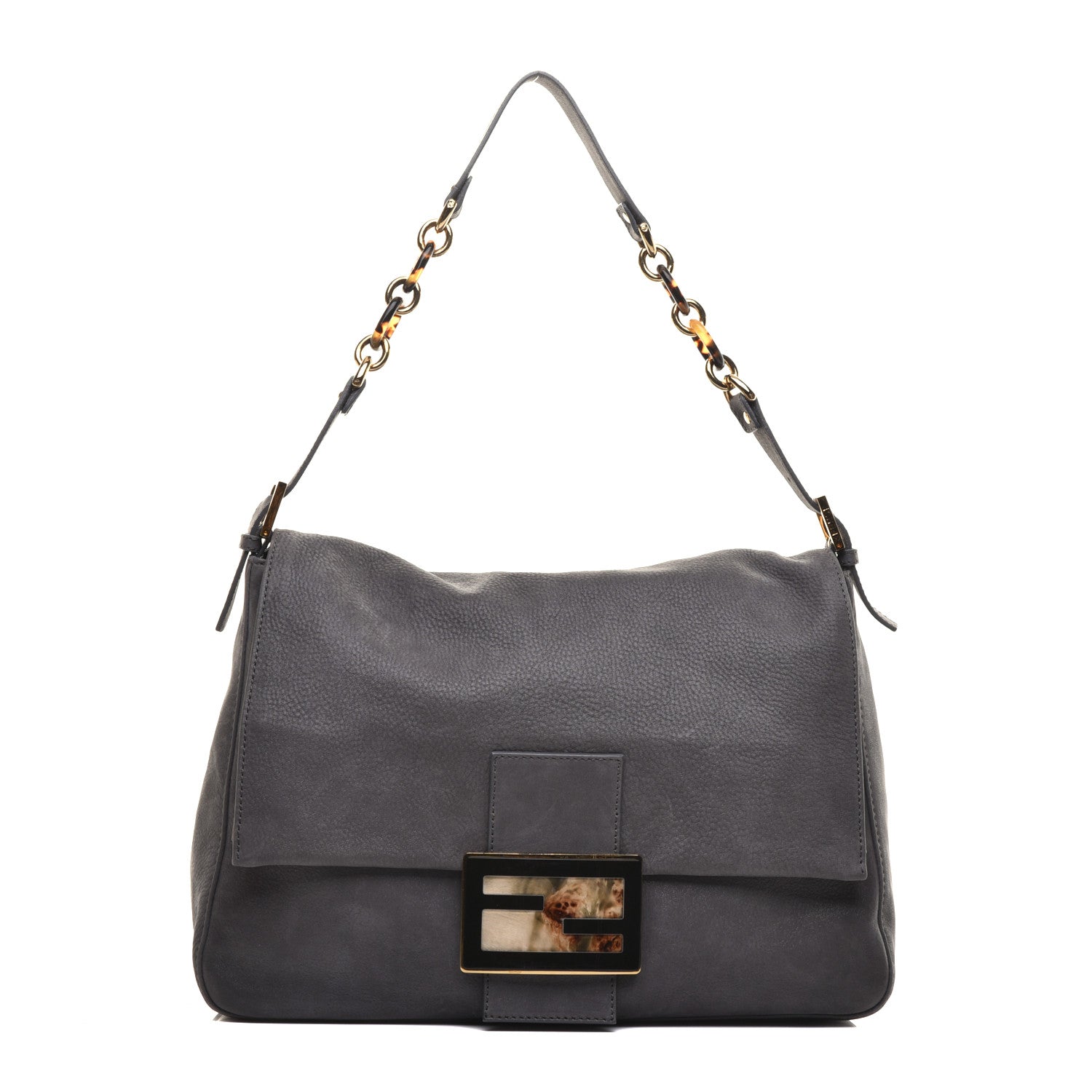 Fendi Vitello Savana Big Mama Baguette Grigio Tartaruga Natural 1 of 9