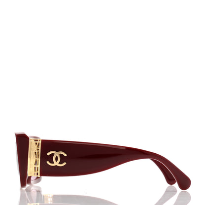 Chanel Acetate Rectangle Sunglasses 5434 Brown Red 3 of 8