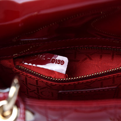 Christian Dior Patent Cannage Mini Lady Dior Red 9 of 10
