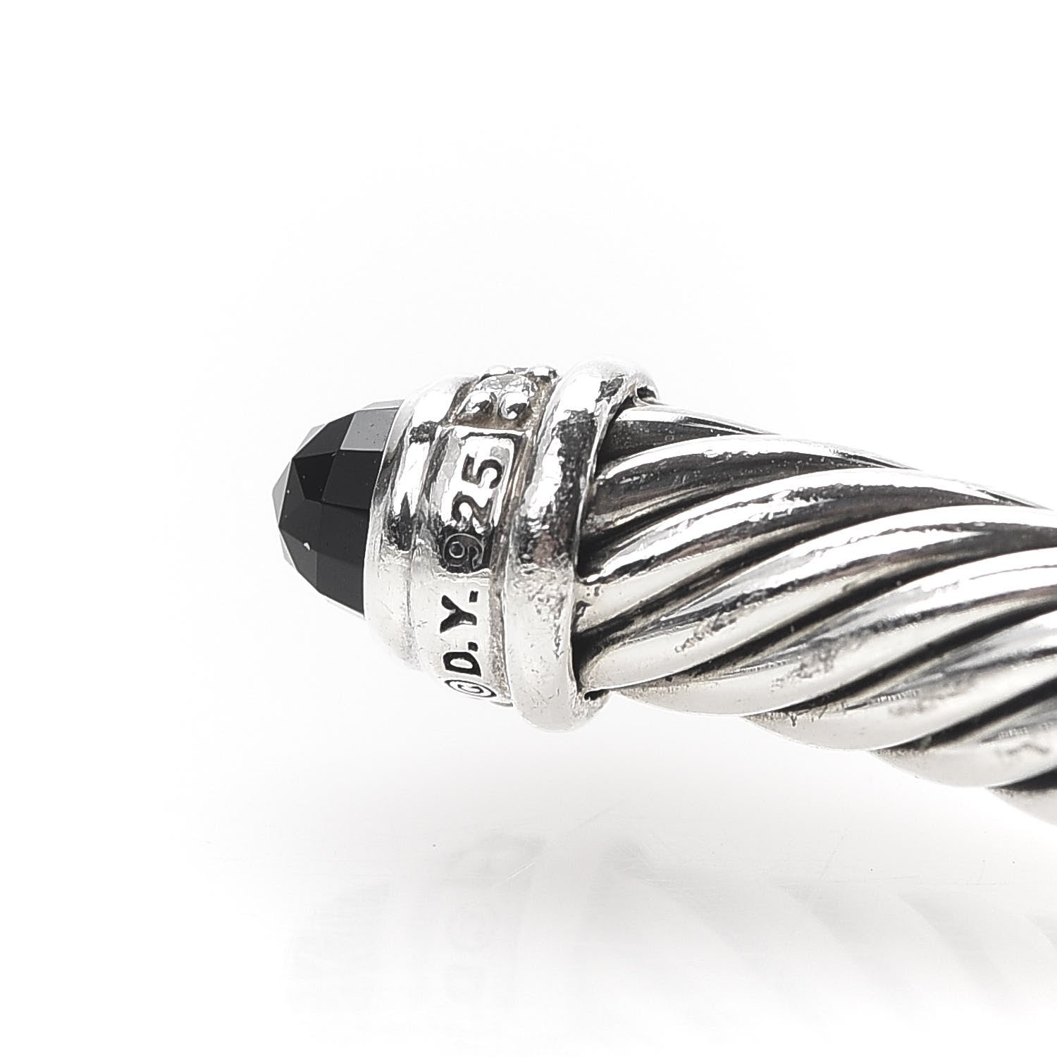 David Yurman Sterling Silver Diamond Pave Black Onyx 5mm Cable Classics Bracelet 4 of 4