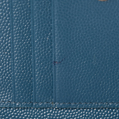 Saint Laurent Grain De Poudre Matelasse Compact Zip Around Wallet Peacock Green 16 of 21