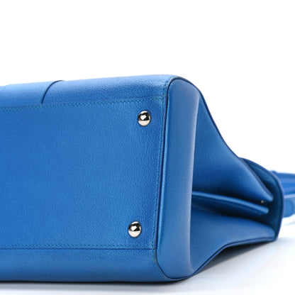 Delvaux Metallic Grained Calfskin MM Brillant Satchel Satin Electric 11 of 12