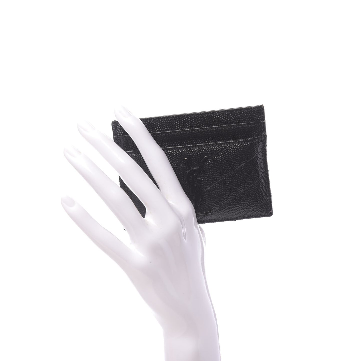 Grain De Poudre Matelasse Chevron Monogram Credit Card Case Black