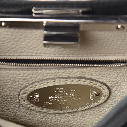 Fendi Cuoio Romano Selleria Bi-Color Mini Peekaboo Iconic Satchel Asfalto Latte 8 of 11
