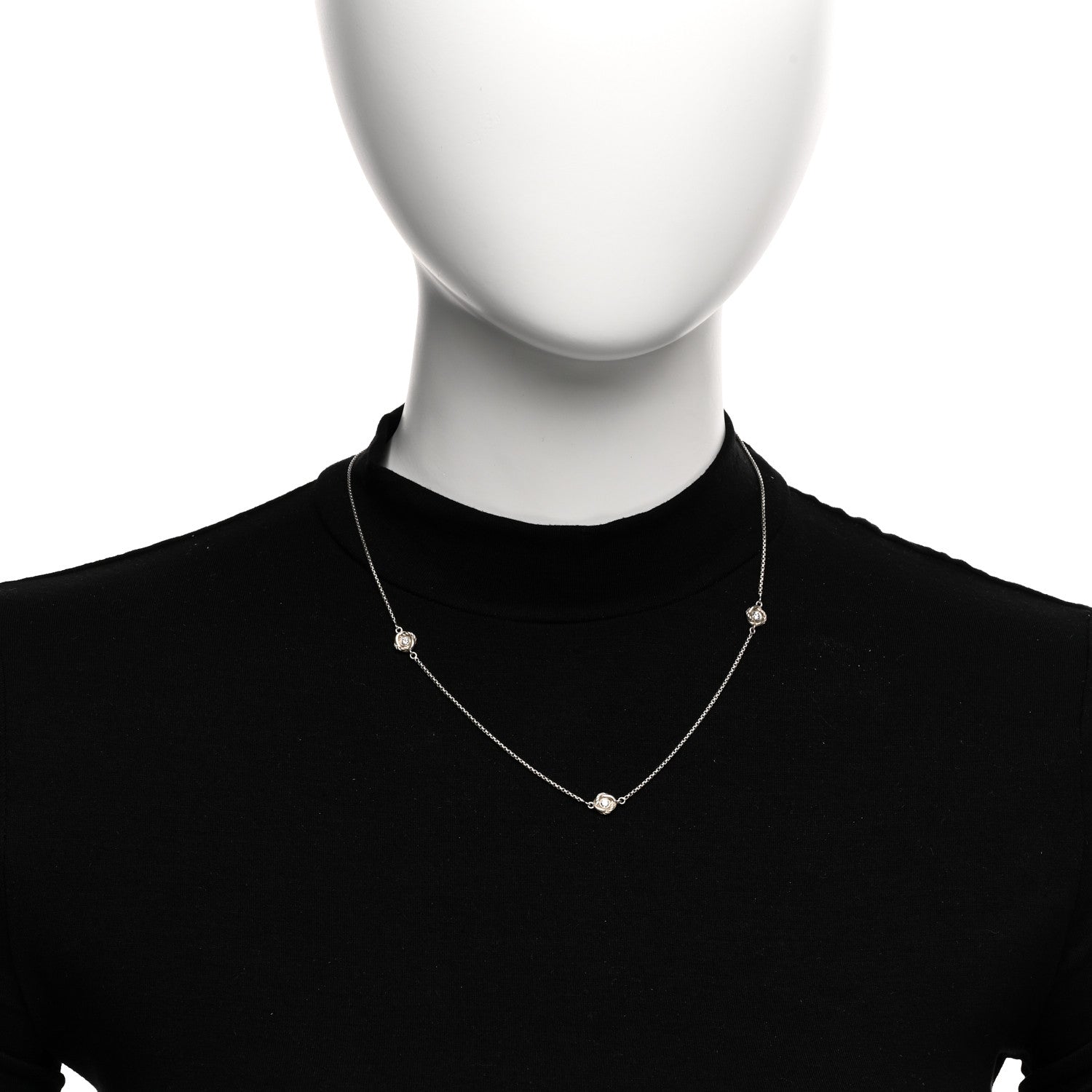 David Yurman Sterling Silver Diamond Infinity 3 Station Necklace 2 of 4