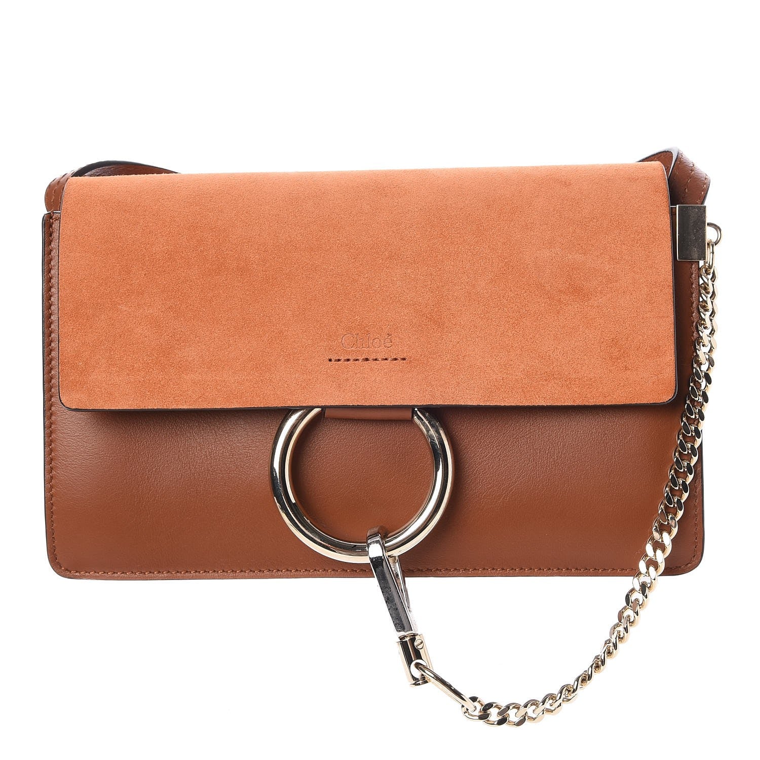 Chloe Suede Calfskin Small Faye Shoulder Bag Tobacco 1 of 6