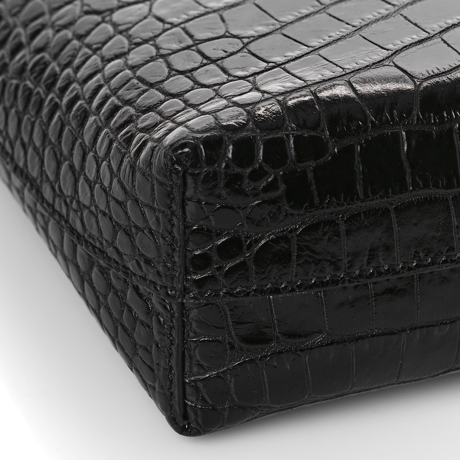 Tom Ford Calfskin Crocodile Embossed Mini Maxi Chain Bucket Bag Black 7 of 8