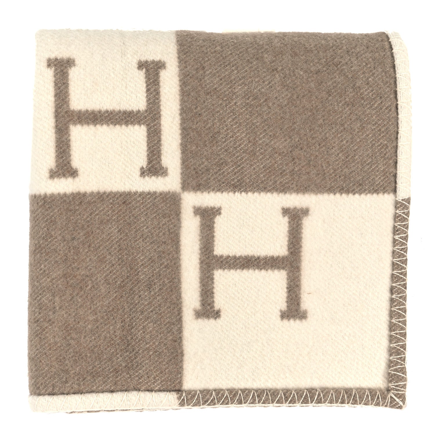 Hermes Wool Cashmere Avalon Baby Blanket Noisette Moyen White 1 of 3